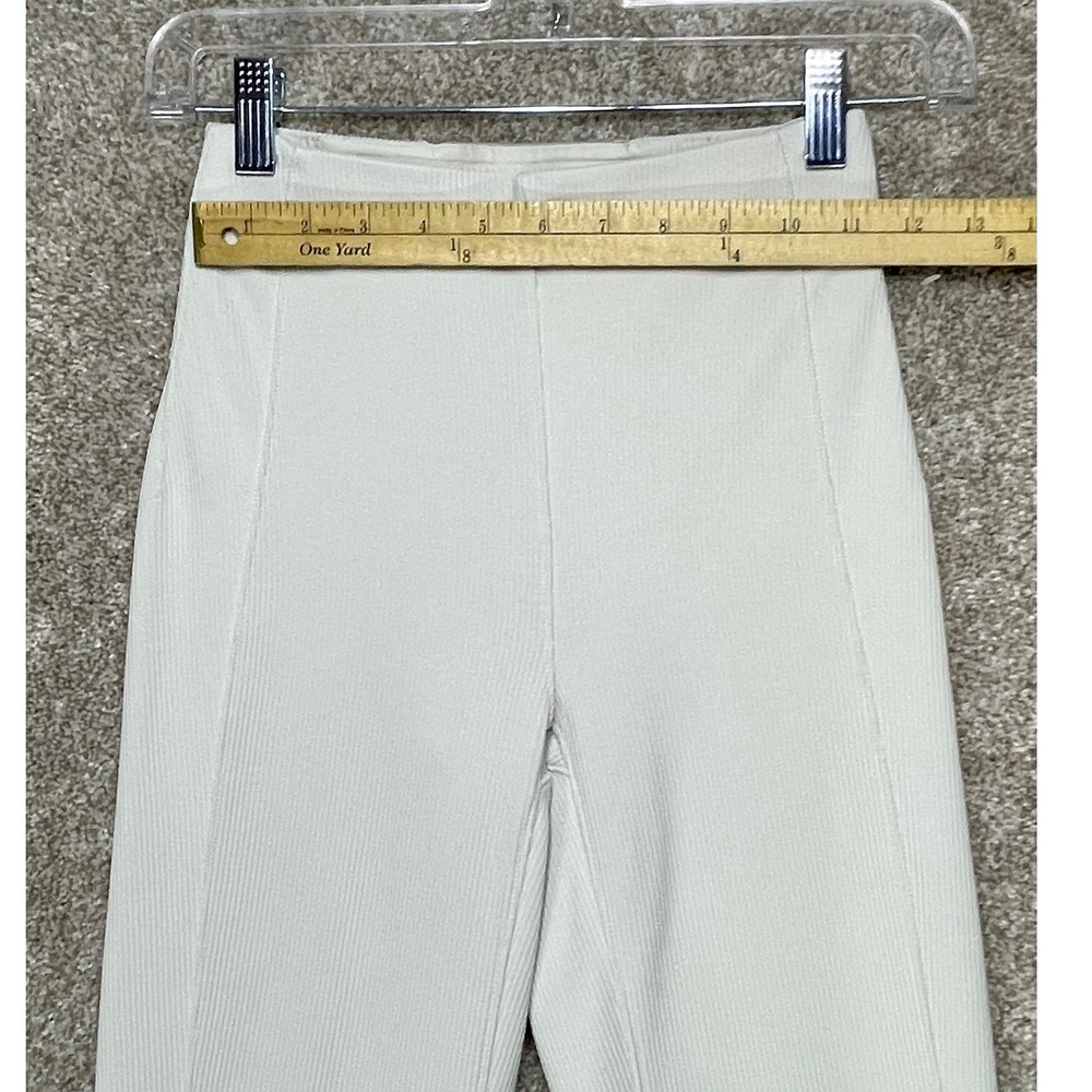 Lululemon Brushed Softstreme Ribbed Zip Flared Pants Women 2 Beige Hi Rise Yoga - Picture 6 of 10
